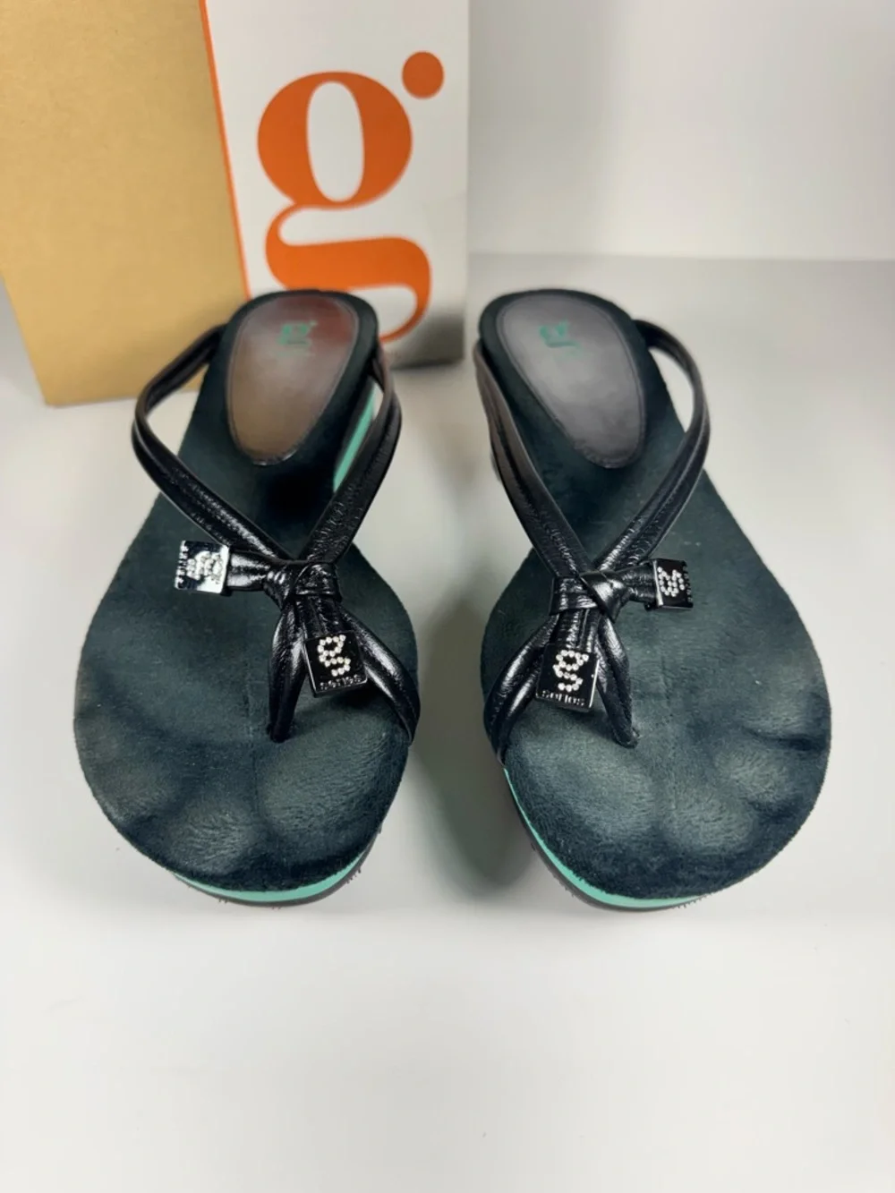 Cole Haan Vintage Platform Wedge Sandals Black Leather Flip Flop Women’s 9 Y2K